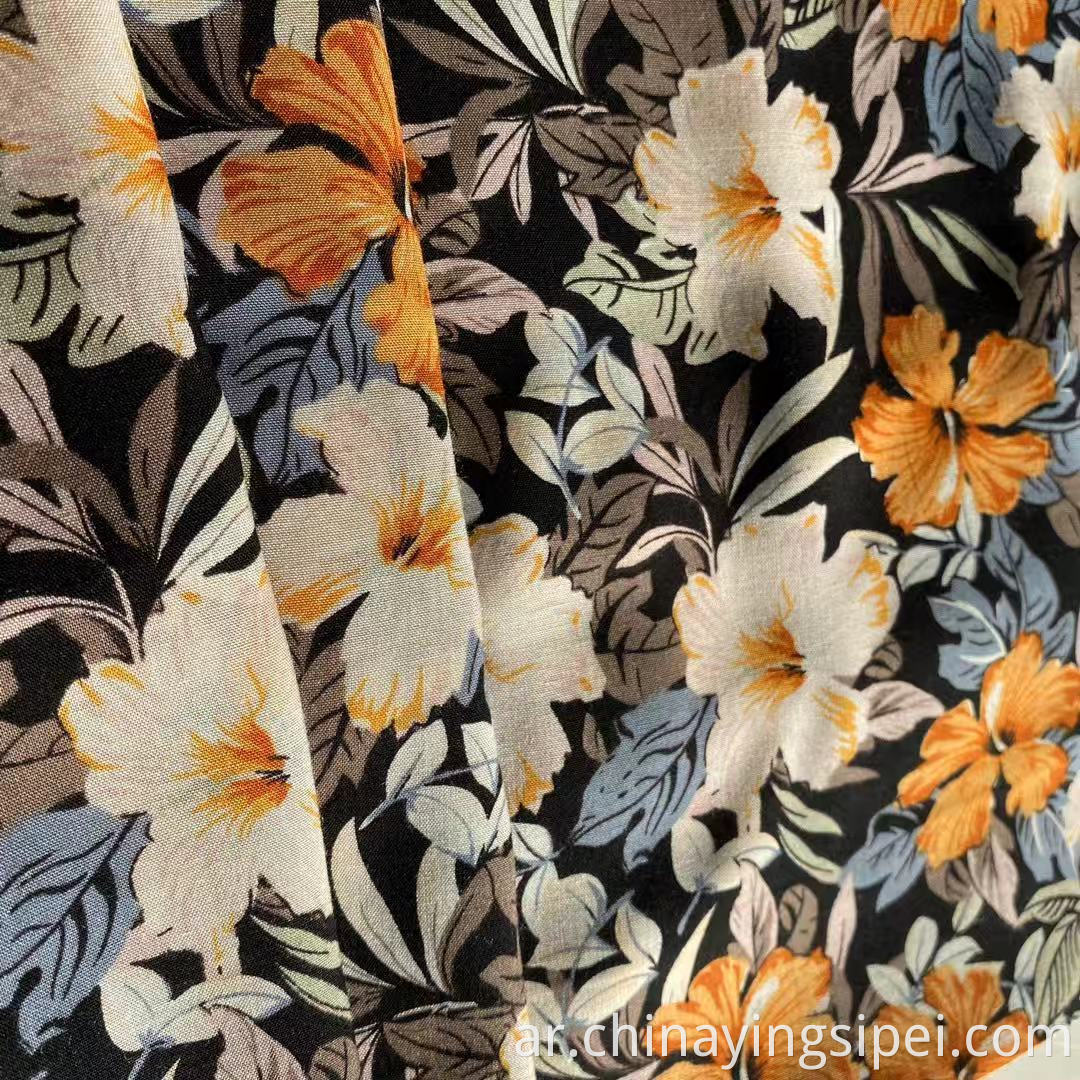 45S Soft Challis Rayon Fabric Flaim Fabric Rayon Floral Printed Tecido Viscose Material Viscose 100 ٪